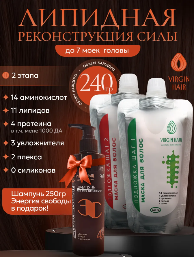 Набор для волос «Реконструкция» (шаг1/2 240гр)+ Энергия Свободы 250гр
